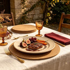 Round Placemats Set of 10, Cotton Woven Tablemats, Hot Pads for Kitchen, Jute Rattan Charger Plates for Dinner, Non Slip Heat Resistant Place Mats, 13.5'' Braided Placemat for Decor (Brown Jute) - Image 3