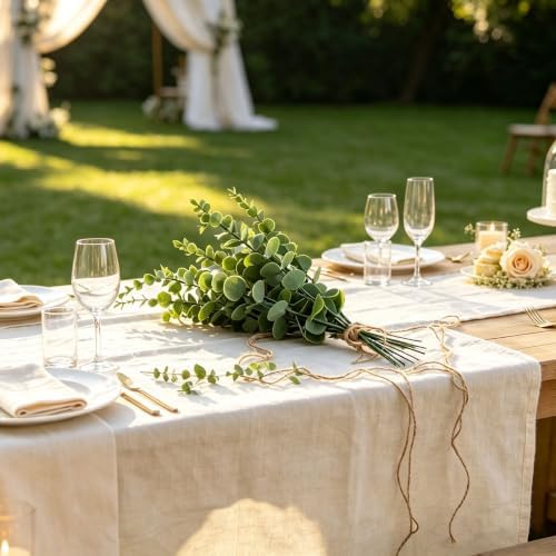 130PC Faux Eucalyptus Stems Silver Dollar Eucalyptus Stems Wedding Decor - Image 6