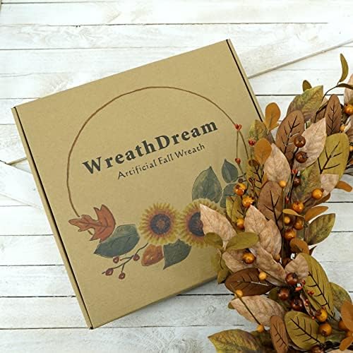 WreathDream 20'' Fall Wreath Autumn Wreath for Front Door Porch Home Decor - Image 2