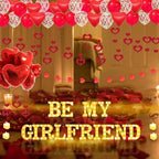 Be My Girlfriend Light Up Letters Proposal Decorations, 14Pcs 6.3" Letter Signs with 24Pcs Flameless Candles 2000Pcs Red Artificial Rose Petals 45Pcs Latex Balloons 10Pcs Heart Balloon Valentine's Day - Image 3