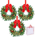 15 Inch Christmas Wreath Decorations,Set of 3 Pre-Lit Mini Kitchen Cabinet Christmas Wreaths with Red Bows&Pine Cones& Berries &Hooks & Storage Bag for Front Door, Windows, Fireplace (Indoor/Outdoor) by LIFENCE