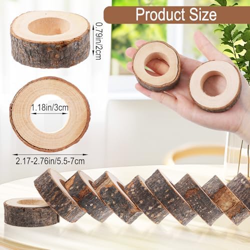 50 Pcs Wooden Bark Napkin Ring 1.18 Inch Handcrafted Wooden Napkin Holder Decorative Round Shaped Holders with Bark Edge Natural Design for Table Dining Parties Special Occasions Kitchen & Home Decor - Image 2