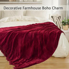 Chenille Throw Blanket for Couch 60" x 80" Twin, Red - Image 5