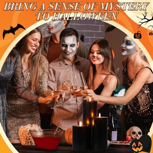 Retisee 3 Pcs 6/8/12" Halloween Black Flameless LED Candle Decor for Home - Image 4