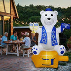 6 Foot Hanukkah Inflatables Outdoor Decorations Bear Holding a Star of David and Menorah with Built-in LED Lights, Blow up Hanukkah Decorations Outside Chanukah Decorations for Yard Garden Home Party - Image 6