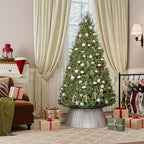 ELYKEN Christmas Tree Collar, 28 Inch Silver Woven Xmas Tree Skirt for 7.5 ft Trees, Stylish Rustic Basket for Tree Base Cover with Cord Cut-Out for Pencil Trees, Easy Assembly - Image 2