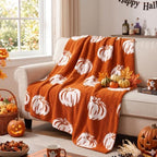 MelonBoat Fall Throw Blanket, Burnt Orange Pumpkin Soft Fuzzy Halloween Blanket for Couch, Cozy Lightweight Fall Decorative Blanket for Sofa Bed Living Room Office, 50 x 60 Inch - Image 4