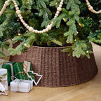 Hommtina Christmas Tree Collar- 33",Christmas Tree Base Christmas Basket Collar for Home, Living Room,for Covering Tree Stand (Brown3, 33 in) - Image 4
