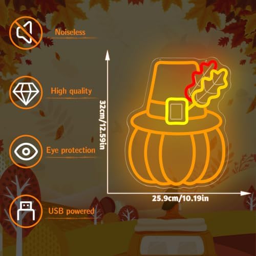 Pilgrim Hat Thanksgiving Neon Sign for Thanksgiving Hat LED Light up signs - Image 3