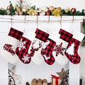 LUBOT Set of 6 Christmas Stocking(20inch) Silhouette Buffalo Red Plaid/Rustic/Farmhouse/Country Cotton Fireplace Hanging Xmas Stockings Decorations for Family Holiday Season Decor by LUBOT