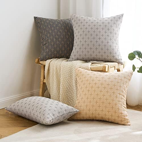 MIULEE Pack of 2 Decorative Burlap Linen Throw Pillow Covers Modern Farmhouse Pillowcase Rustic Woven Textured Cushion Cover for Sofa Couch Bed 20x20 Inch Light Grey - Image 5