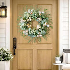 20" White Tulip Wreath for Front Door Spring Summer Easter Décor - Image 6
