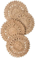 15" Set of 4 Round Woven Corn Husk Placemats by Laquedecraft by Laquedecraft
