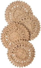 15" Set of 4 Round Woven Corn Husk Placemats by Laquedecraft by Laquedecraft