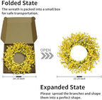 24 Inch Spring Wreath for Front Door, Artificial Yellow Forsythia Flower Grapevine Wreath for All Seasons - Farmhouse Indoor Outdoor Decor for Porch, Wall, Easter & Summer - Image 6