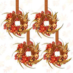 Hoteam 4 Pcs 9 Inch Small Fall Wreath for Cabinet Mini Fall Wreath by Hoteam