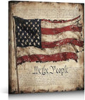 ZERILYN Ship Next Day – We the People Canvas Wall Art, USA Flag Patriotic Painting, Independence Day Home Decor, Rustic American Historical Wall Hanging by ZERILYN