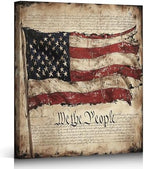 ZERILYN Ship Next Day – We the People Canvas Wall Art, USA Flag Patriotic Painting, Independence Day Home Decor, Rustic American Historical Wall Hanging by ZERILYN
