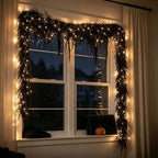 Spooky Chic: Halloween Fireplace Decor Set, 1m/1.5m/1.7m/2.7m Black Halloween Garland with Lights, Home Indoor Seasonal Party Decorations (2.7m) - Image 7
