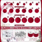 36 Pcs Christmas Balls Ornaments for Ceiling, Wine Red Velvet - Image 2