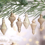 6 Mercury Glass Finial Christmas Ornament 5.7" Hanging, Neutral by PullCrease