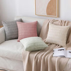 MIULEE Euro Sham Corduroy Decorative Throw Pillow Covers 24x24 Blush Pink - Image 2