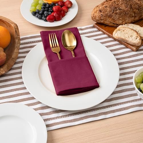 Blue Needles Solid Cloth Napkins 100% Cotton Set of 12-18 x 18 Inches - Image 4