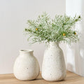 Ceramic Vase Set of 2 for Home Decor, Handcrafted Sesame Dot White Rustic Terracotta Vases, Vintage Farmhouse Decor, Minimalist Decorative Vases for Table Centerpiece Fireplace Nightstand Decoration by PORCER