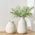 Ceramic Vase Set of 2 for Home Decor, Handcrafted Sesame Dot White Rustic Terracotta Vases, Vintage Farmhouse Decor, Minimalist Decorative Vases for Table Centerpiece Fireplace Nightstand Decoration by PORCER