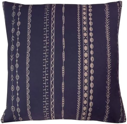 Floral Boho Decorative Throw Pillow Covers, Set of 4, 18x18 Inch Navy Blue Earth Tone Patterned Accent Pillow Covers - Image 7