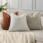decorUhome Textured Chenille Throw Pillow Covers 26x26 Set of 2 Light Brown - Image 4