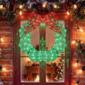 Baquler 24 Inch Pre-lit Christmas Wreath Outdoor Metal with Red Green LED by Baquler