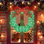 Baquler 24 Inch Pre-lit Christmas Wreath Outdoor Metal with Red Green LED by Baquler