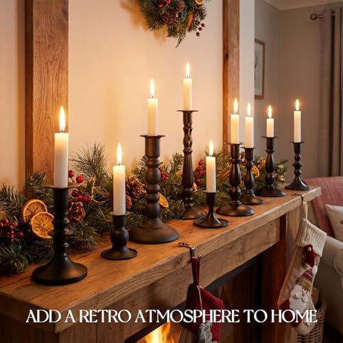 Mumufy 30 Pcs Matte Candlestick Holders, Metal Wedding Taper Candle Holders Vintage Candles Stand Set, Candle Stick Decor for Mantel Table Centerpiece Wedding Dining Table Decor Mantelpiece (Black) - Image 5