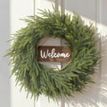 24 Inch Winter Wreath for Front Door: Real Touch Norfolk Pine Wreath with Welcome Wooden Sign - Christmas Large Artificial Green Wreath for Outdoor Indoor Wall Porch Windows Fireplace Decor by YILOBI