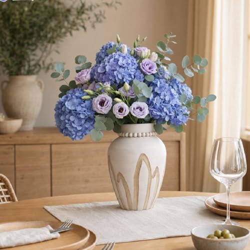 Living Room Decor Flower Vase,Wood Farmhouse Decor Ceramic Vases Aesthetic,Office Flower Pot for Desk, Boho Coffee Table Bookshelf Laundry House Decorations,Kitchen Accessories - Image 6