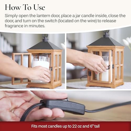Candle Warmers Etc. White Wooden Farmhouse Candle Warmer Lantern – for Top-Down Warming & Flame-Free Fragrance - Image 5