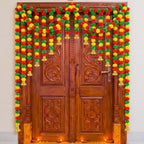 12 Pcs Marigold Artificial Garland 5 ft with Gold Bells for Diwali by Maysing