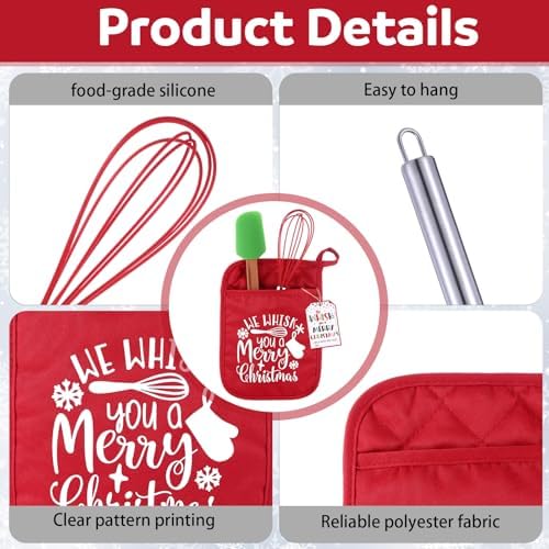 16 Pcs Christmas Kitchen Baking Gift Set Whisk and Spatula Pot Holder - Image 3