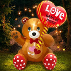 LETIME 4FT Valentines Day Inflatable Outdoor Decorations Bear LED Lighted by LETIME