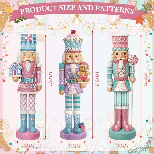Simgoing 3 Pcs Macaron Gingerbread Nutcracker Christmas Resin Soldier Decor - Image 2