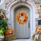 Olalaka 24” Fall Wreaths for Front Door, Outdoor Autumn Wreath with Sunflowers, Leaves, Berries and Bumpkins for Thanksgiving Halloween & Harvest Decor, Fall Garland Decoractions for Home - Image 5