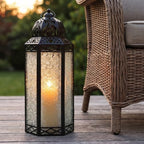 Vela Lanterns Decorative Indoor Candle Holder Table Centerpieces - Moroccan Hanging Outdoor Patio & Porch Home Decor, Turkish Floor Lamp for Wedding, Ramadan (Extra Large 16", Clear Glass) - Image 6