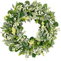 Vlorart 24-26 Inch Artificial Spring Summer Greenery Christmas Wreaths for Front Door Green Eucalyptus Leaf Wreath Decor Boxwood with Big Berries for Farmhouse Outside Year Round by Vlorart