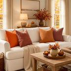 MIULEE Pack of 2 Fall Rust Euro Shams Chenille Pillow Covers 24x24 Inch - Image 3