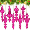 Mifoci 8 Pcs 6 Inch Mercury Glass Finial Christmas Ornaments,Hot Pink by Mifoci