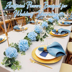 6ft Light Blue Hydrangeas Artificial Floral Garland Decoration for Mantle - Image 3