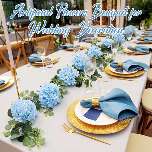 6ft Light Blue Hydrangeas Artificial Floral Garland Decoration for Mantle - Image 3