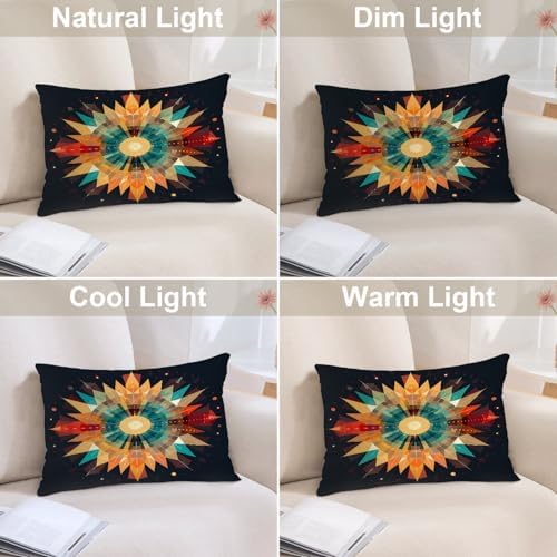 Batmerry Geometric Radiant Pillowcases, Vibrant Symmetrical Geometric Decorative Bed Pillow Cover with Hidden Zipper Soft Blended for Hair and Skin 20X26 in - Image 5