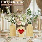 TBWIND 3 Pack Yellow Heart Ceramic Vases, I Love U Decor Vases - Image 5